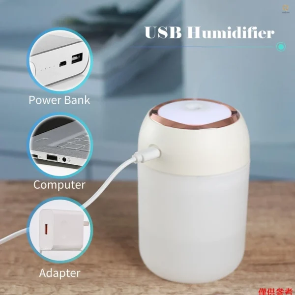 330mL Colorful Mist Humidifier Diffuser Portable 7-color Night Light