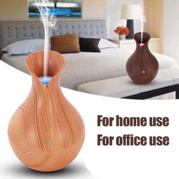 Desktop Humidifier 200ml Wood Grain Vase Shape