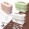 0a44c54a897134cd029a9c0791a3328a.webp Portable Electric Lunch Box Heating Double Layer Stainless Mini Rice Cooker Heating Meal Lunchbox