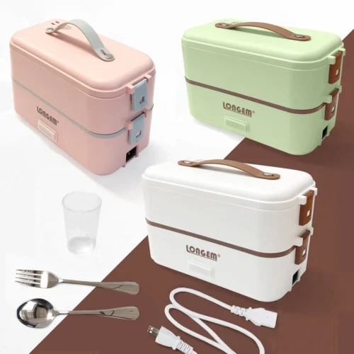 0a44c54a897134cd029a9c0791a3328a.webp Portable Electric Lunch Box Heating Double Layer Stainless Mini Rice Cooker Heating Meal Lunchbox