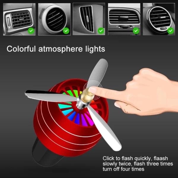 Mini LED Car Smell Air Freshener Conditioning Alloy Auto Vent Outlet Perfume Clip Fresh Aromatherapy Fragrance Atmospher