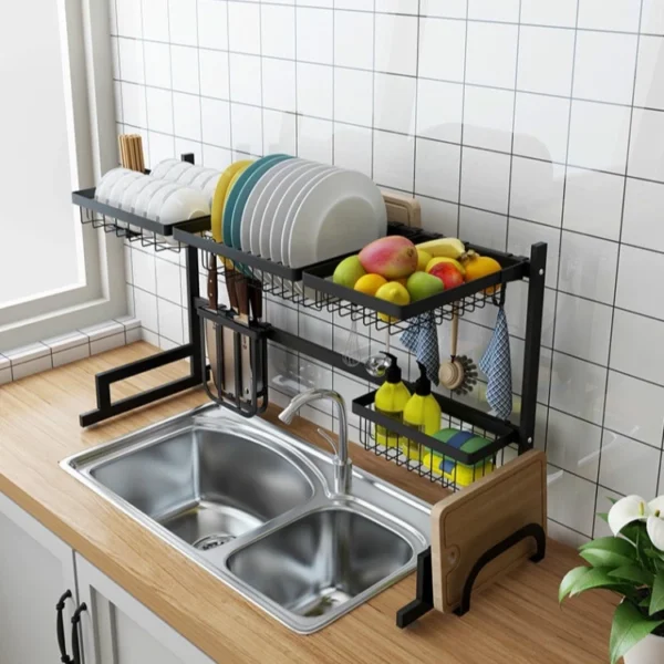 65CM 85CM Stainless Steel Kitchen Rack Dish Bowl Drain Drying Shelf Storage Organizer Holder
