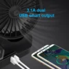Cooling USB Vehicle Fan Double Headed Car Fan Head Shaking 360 Degree Rotation Mute
