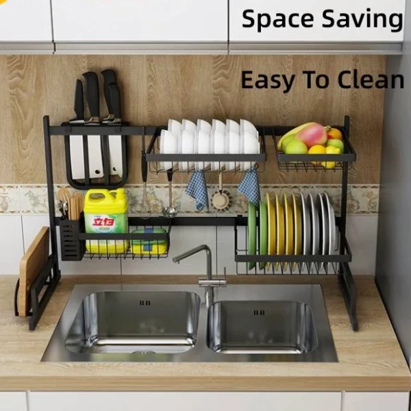 65CM 85CM Stainless Steel Kitchen Rack Dish Bowl Drain Drying Shelf Storage Organizer Holder