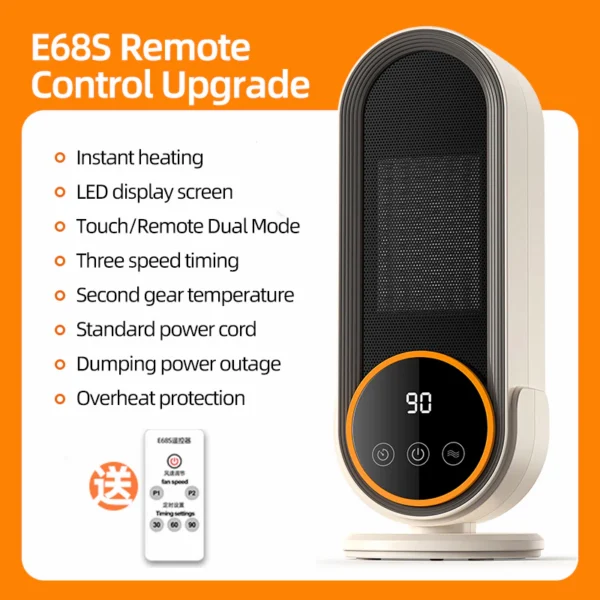 my-11134207-7r98r-lnl52yi11pj184.webp Mini electric heater home desk warm air blower portable electric heater fan Remote control Timing