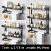 Bathroom Wall Shelf Black 201 Stainless Steel 1 2 3 Tiers Upgrated Glue