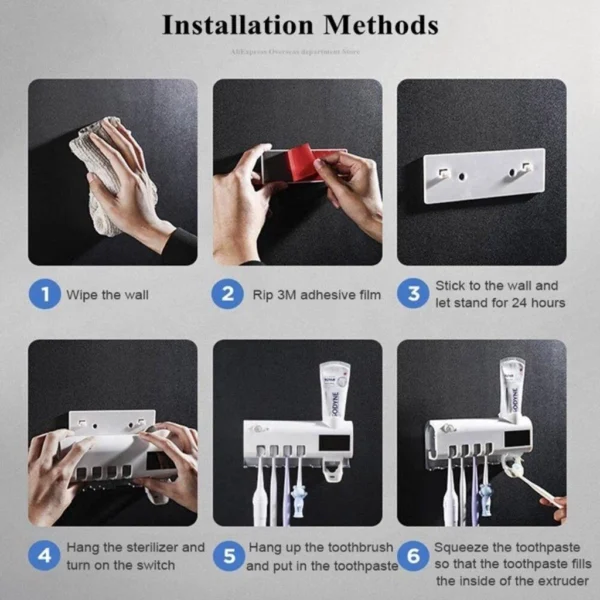 sg-11134201-7rcdg-ltxju5yvjjzl14.webp Toothbrush Holder Sterilizer Dual Sterilization Toothpaste Dispenser Wireless USB Charging Supplies