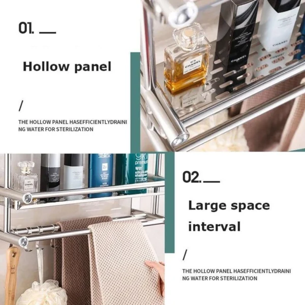 Bathroom Wall Shelf 201 Stainless Steel Punch Free 1 2 3 Tiers