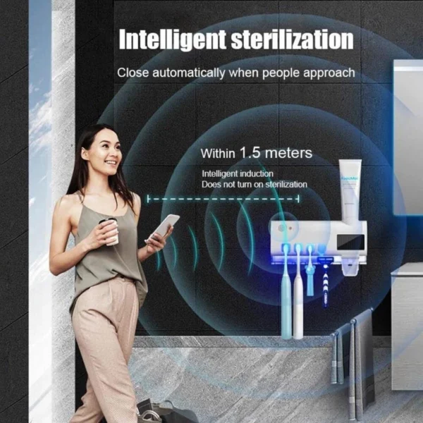 sg-11134201-7rcet-ltxju6q2h63bd3.webp Toothbrush Holder Sterilizer Dual Sterilization Toothpaste Dispenser Wireless USB Charging Supplies