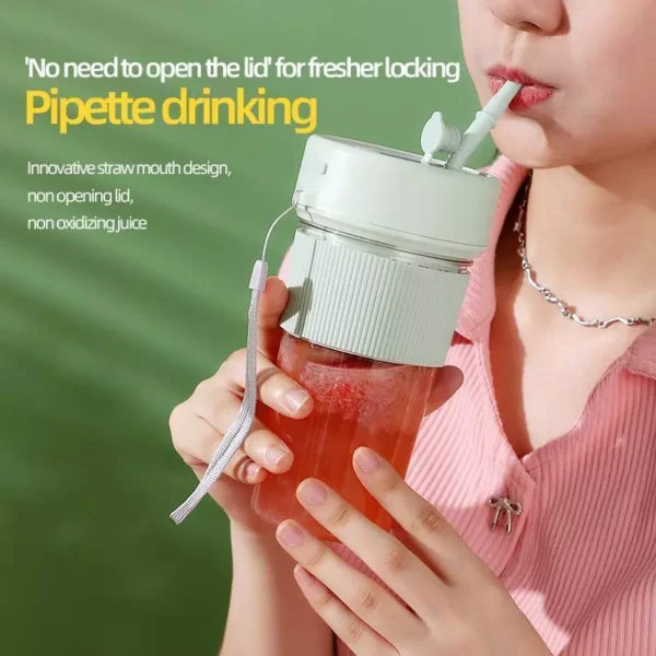 sg-11134201-82623-mkgjev0gvls7bf.webp Electric Fruit Juicer Cup 350ML Portable Wireless Blender Mini Juice Mixer 6 Blades USB Charging With Straw
